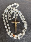 Vtg Roma Italy Iridescent Glass Faceted Crystal Beads Rosary Nickel Brass Cross