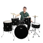 5 Piece Full Size Complete Adult Drum Set Cymbals Kit With Stool   Sticks Black