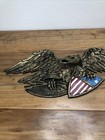 Vintage Cast Aluminum Patriot Eagle   Shield Wall Hanging Plaque  Usa Patriotic
