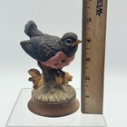 Josef Originals Georgian Porcelain Figurine Robin Bird On Wood Base Vintage