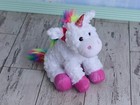 The Petting Zoo Unicorn Plush Soft Toy Stuffed Animal White Pink Glitter 12 