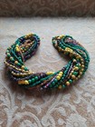  g12 New Orleans Mardi Gras Glass Carnival Beads Purple green gold-lot Of 8