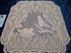 Antique Mary Card  holly   Bird  Centrepiece 1931 Design Filet Hand Crochet