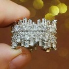 2ct Baguette Cut Real Moissanite Women s Engagement Ring 14k White Gold Plated