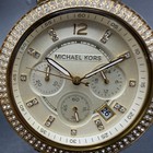Michael Kors Parker Watch Women 39mm Champagne Dial Gold Tone Date New Batteryab