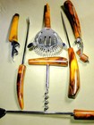 Vintage Butterscotch Marbled Bakelite 7pc Bar Set - With Brand Name  