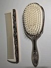 Vintage Towle Ornate Hair Brush   Comb Set Silver Plated Vanity Set