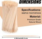 500 Count Toothpicks - Wooden Premium Tooth Picks For    