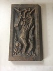Pair Antique 19th C Cast Iron Architectural Plaques Fireplace Garden 9 X5   Each