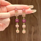 Fashion Shiny Long Style Colorful Flowers Drop Earrings Women Girls Anniversary