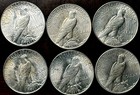 1923-s Silver Peace Dollar Coins   6   Piece Lot Au Condition You Grade