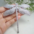 Silver Tone Luxury Dragonfly Insect  Woman s Brooch Pin Clear Rhinestone Crystal