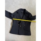 Talbots Wool 4p Black Double Breasted Knit Blazer Gold Crest Button