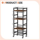 Small Bar Cart W  5-tier Shelf Mobile Kitchen Shelf W  Wine Rack   Glass Holder