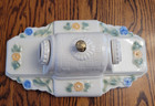 Vintage 30s Porcelier Floral Double Light Ceiling Mount Wired Light Fixture