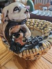 Antique Dog With Basket Planter- Very Old