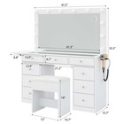 Vanity Desk With Mirror  Vanity Set With 12 Lights  9 Drawers  Glass Top