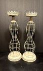 Beautiful Set Of Shabby Chic Rustic Distressed Metal Bird Cage Candle Holders