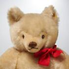 Steiff Vintage Mohair Blonde Plush Stuffed Teddy Bear Ear Button yellow Tag 14 