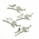 Mother Bird And Nest With 3 Eggs On A Branch rhodium Sterling Silver Bar Pendant