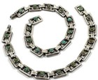 Vintage Sterling Silver Mexico Turqoise Convertible Two Bracelet Choker Necklace