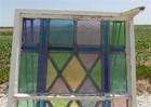 Pair Antique Leaded Stained Glass Church Windows  Architectural Art Glass  A29