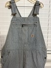 Carhartt Women   s Blue white Stripe Denim Bib Overalls L 12 14 Reg Straight