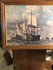 Vintage Battle Ships Portrait Very Nice Looking 36    X 24    Framed