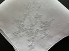 A  Vintage White Hankie Madeira Style Hand Embroidered Monogram V Wedding Bride