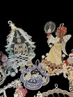 Lot Of 9 Plauener Spitze Window Lace Germany Winter Scene Christmas Angel Kids