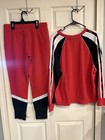 Victoria   s Secret Pink 2pc Color Block Logo Set Sweatshirt Joggers Sz M Euc Htf 