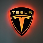 Led Lighted Tesla Inspired Wall Art  Garage Decor  Tesla Sign Gift  Ev Garage