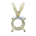 14k White Gold Round Pendant Setting Rabbit Ear Bail Mounting 0 05ct - 5 00ct