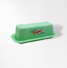 Green Jadeite Glass Butter Dish  Depression Style - Vintage  Kitchenware  Retro