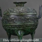 5 6  Old China Bronze Ware Dynasty Palace 3 Feet Dragon Lid Incense Burner