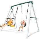 Heavy Duty 7 5ft Tall Metal Swing Set With 2 Swings Backyard Kids Adult Swingset