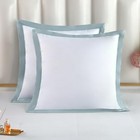  100  Luxury Long-staple Cotton Euro Sham Pair  26 x26   White   Misty Blue