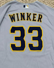 Winker Size 44  33 2023 Milwaukee Brewers  game-used  Jersey Road Gray  600 Mlb