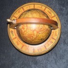 Vintage Italian Zodiac Globe Wood Pedestal Old World Desk Decor Italy