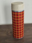 Htf Vintage Plaid Glass-lined Thermos  5454 W  Cup  Stopper 11  Tall Quart Size