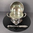 Antique Wilcox Silver Plate Domed Butter Dish Dairy Maid Cows Glass Insert