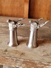 Jagermeister Shot Glass Deer Stag Buck Elk Head Pewter   Stainless Metal 2 Lot