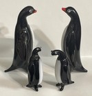 Family Of 4 Art Glass Penguins Miniature Figurines