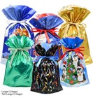 24 Piece Drawstring Ribbon Holiday Gift Bag Set W tags New