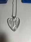 Vtg Signed Waterford Crystal Heart Pendant On 20  Long Sterling Chain