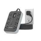 Power Strip Surge Protector 8 Ac 6 Usb-c a Flat Plug 5ft Cord 1080j