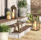 29 x9  Pillar Cast Aluminum Lantern Candle Holders Gold - Threshold Studio Mcgee