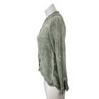 Only Women s Green Washed Long Sleeve V Neck Button Down Blouse Shirt Top Size 4
