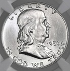 1956-p  50c Franklin Silver Half Dollar Ngc Ms64  6775551-027  toning Spots Rev 