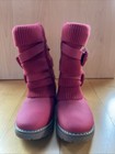 Dream Pairs Red Winter Boots Girls Size 2 Bow Accents Lined Side Zip